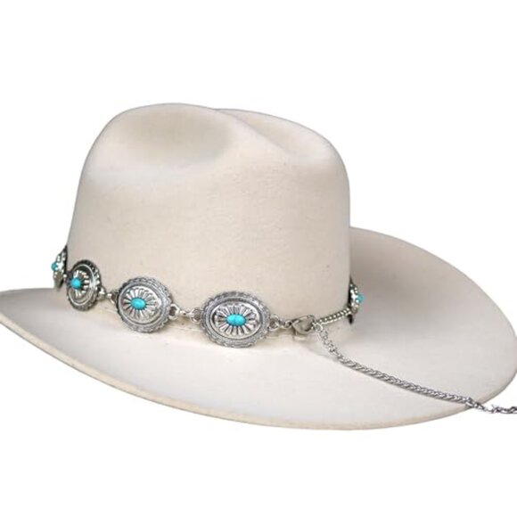 Silver Concho Hat Band Adjustable Western Chain Accessory for Cowboy Hats main image 4